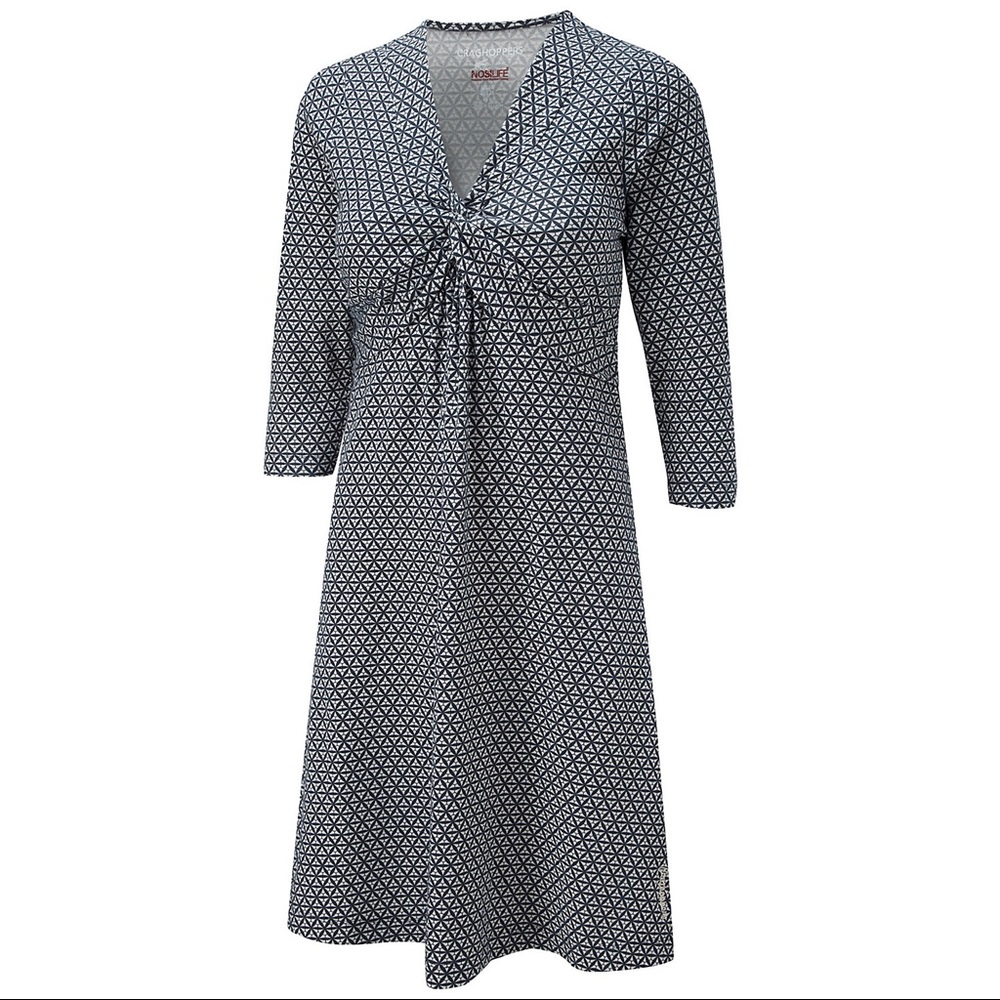 Size 12, Navy White Print Sabana Travel Dress NWT